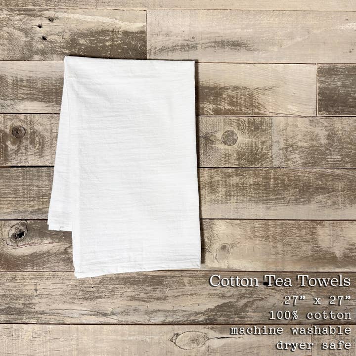 Cottage Shore - Wholesale Tea Towel - Palm Tree w/ City, State - Custom Cotton Tea Towel