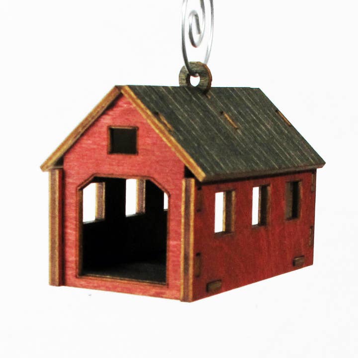 Made and Assembled - Wholesale Ornament - Covered Bridge Ornament2