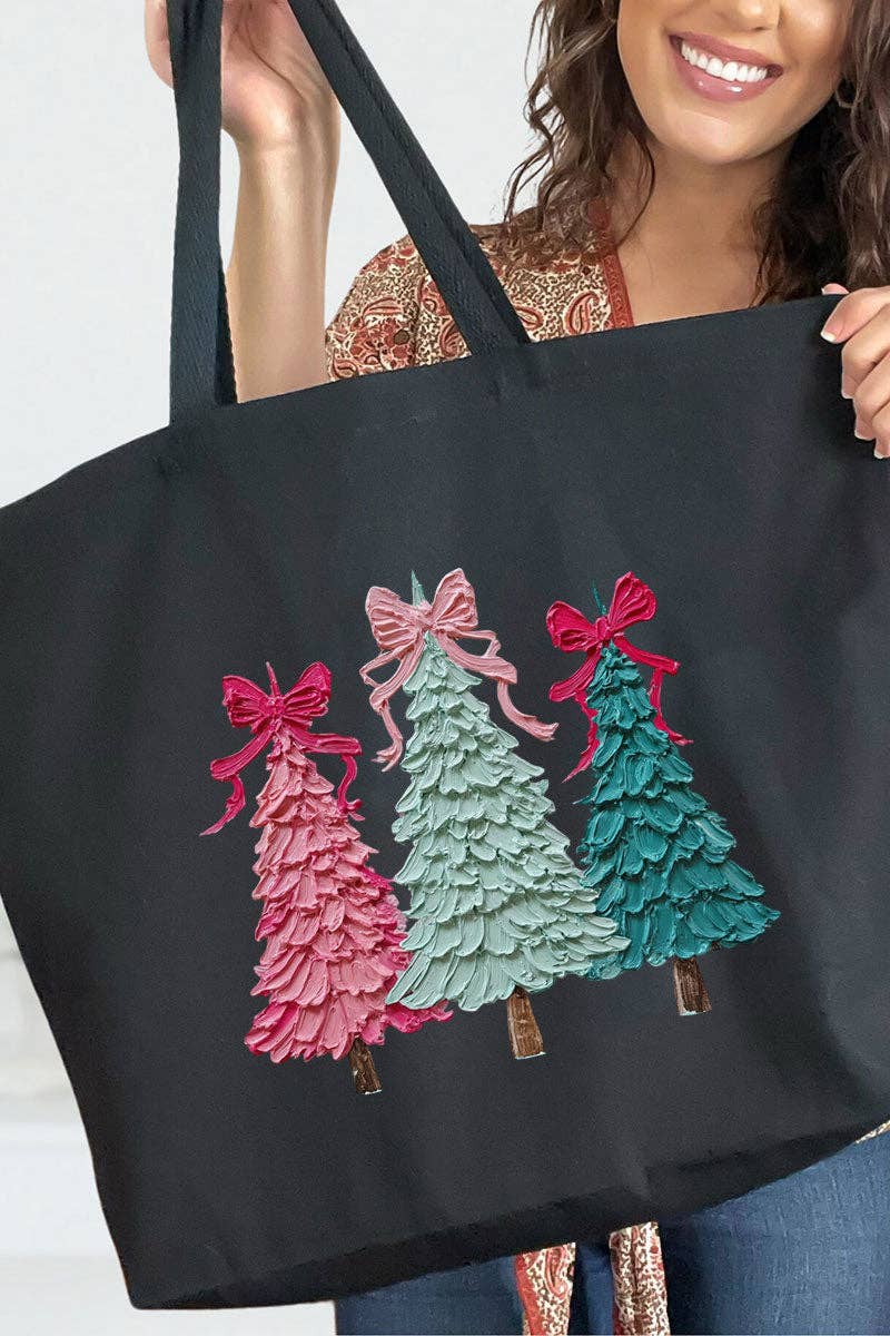 Wholesale Accessory Market - Vente Tote bag – femme - Le grand cabas en toile Trio d'arbres peints0