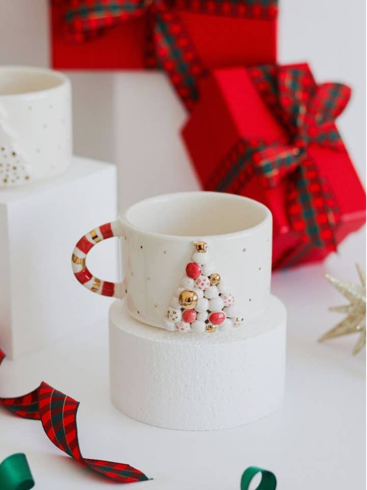 Pink Christmas Tree Mug for wholesale by Luuma Home