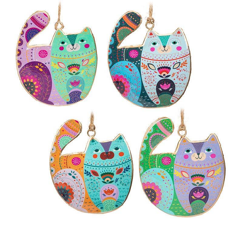 Abbott - Wholesale Ornament - Groovy Cat Ornament-4 Assorted-4.5"H0