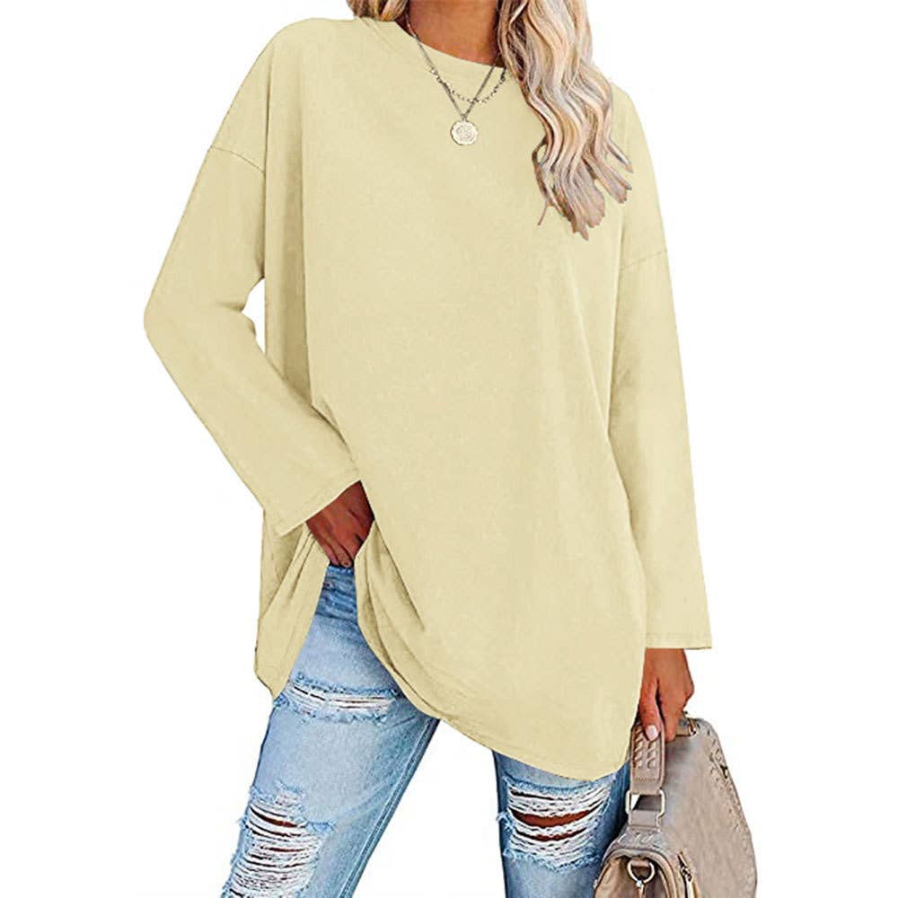 Rosa Clothing - Wholesale T-Shirt - Women's - Loose Round Neck Long Sleeve T-shirt Top18