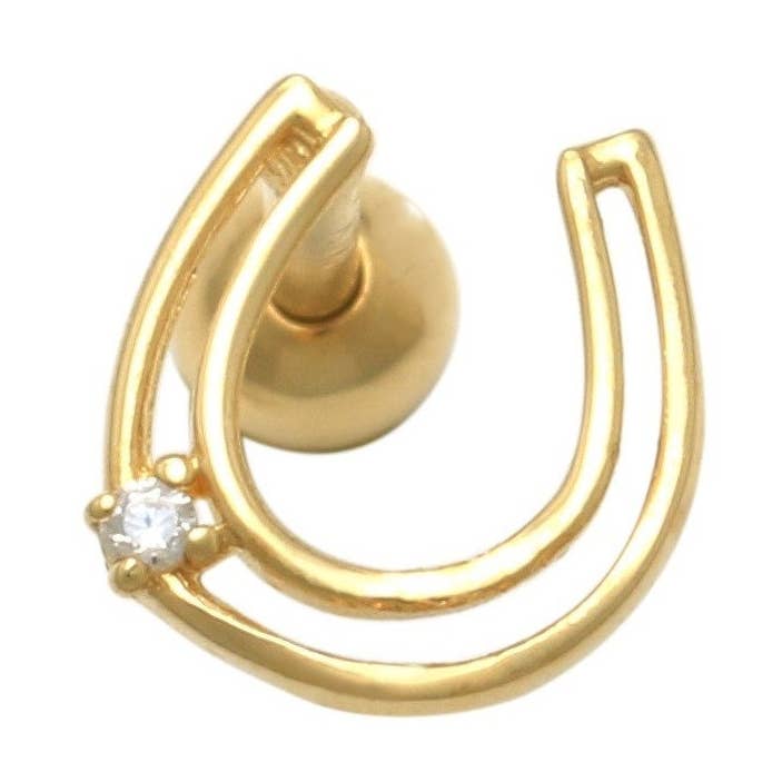 Piercing en forma de hélice en forma de I de oro macizo de 10 quilates | Pendiente de trago | Piercing de cartílago I con circonita cúbica, joyería minimalista I, cartílago de herradura, calibre 18 para venta al por mayor de Zahav Jewelry