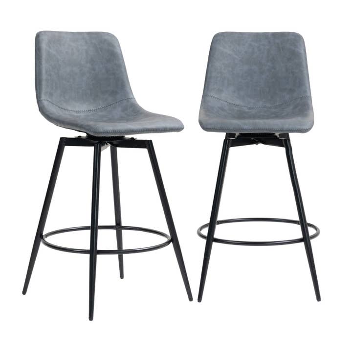 39F Inc. - Wholesale Stool - 25.7in Modern Bar Stool w/ Swivel & Backrest (Grey/Brown)