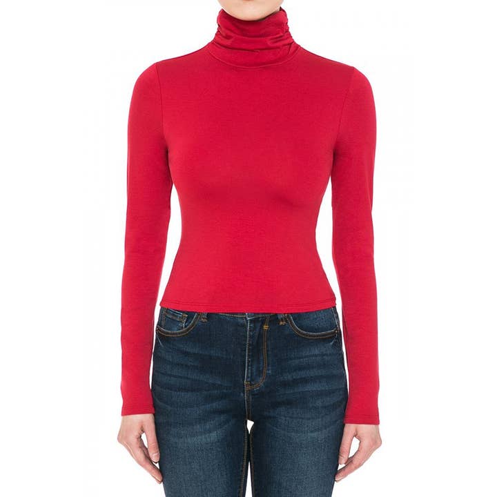 Timeless - Wholesale Knit Top - Women's - RUCHED TURTLE NECK CROP TOP