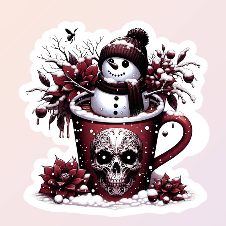 Gruselige süße Schneemann-Goth-Weihnachtsaufkleber für den Großhandel von Sorry Not Sorry Co