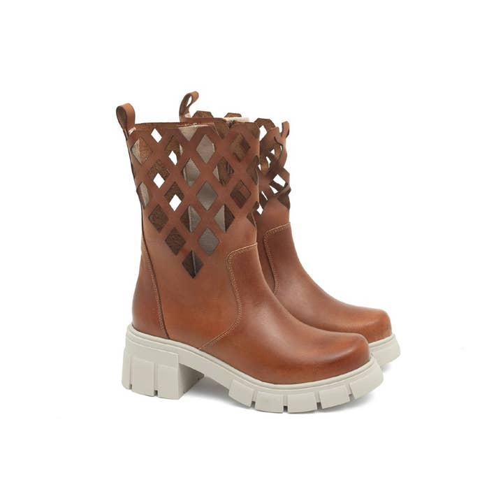 Bottes en cuir marron W-BOHOLES-MARRON pour femme pour la vente par Ortiz & Reed