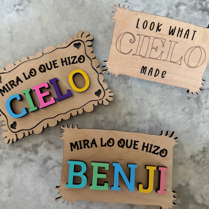 Felicita & Faustina – wholesale Magnet - Barn och baby – Look What I Made Kids Personlig Magnet (engelska, spanska, franska)