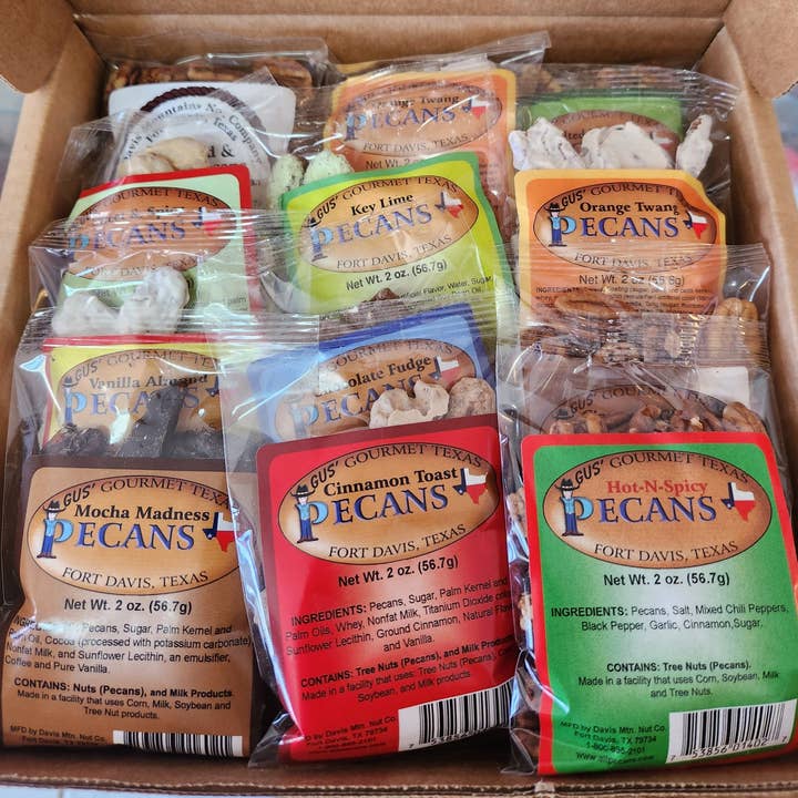 12-Flavor Sample Pack for wholesale by Davis Mountains Nut Co.