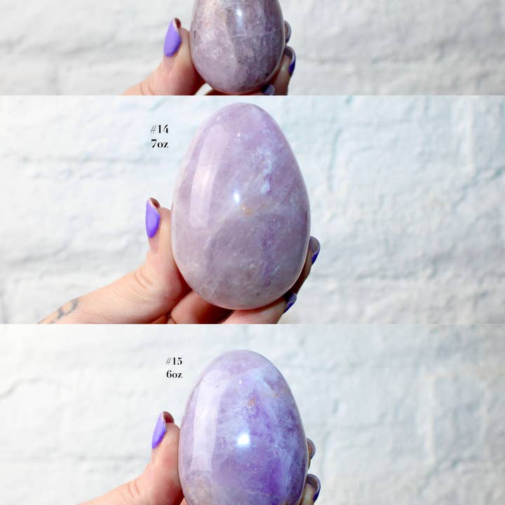 EC Plugs and Gems - Wholesale Spiritual Stone/Crystal - Amethyst Smoky Quartz Egg Natural Polished Stone Egg, YOU PICK! Purple Shimmering Decorative Crystal Egg for Display or Collection4