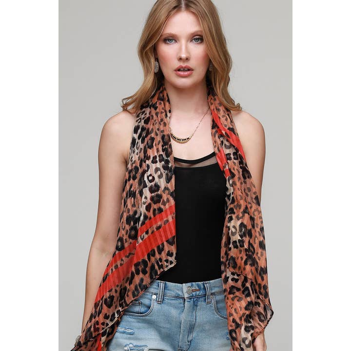 Red Douby Leopard Scarf for wholesale on Faire3