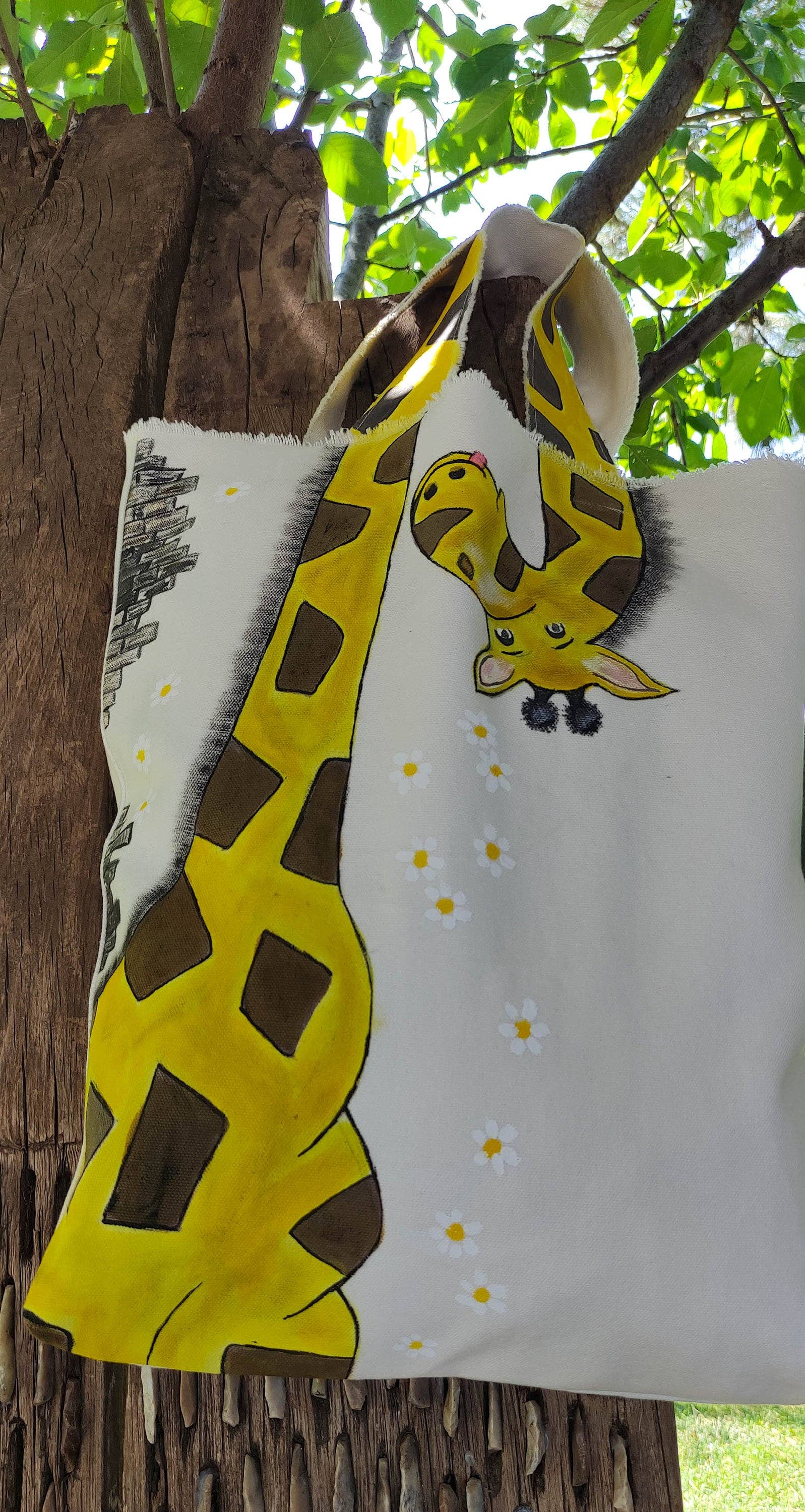 Anakiz Organic – wholesale Tote bag – Women's – Hand Painted Giraffe Canvas Tote Bag9