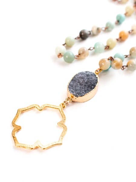 Zoe Natural Stone Pendant Necklace for wholesale by Hipster Row