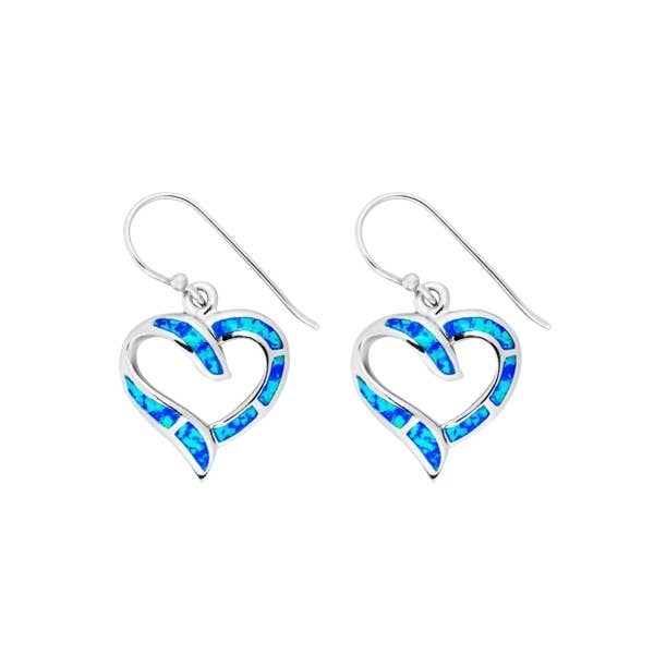 Large Blue Opal Heart Earrings (USA-DDP) for wholesale by Silver Jewellery Cavern Wholesale
