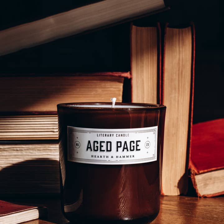 Hearth & Hammer - Wholesale Jar/Filled Candle - Aged Page Soy Book Candle 8.5oz1