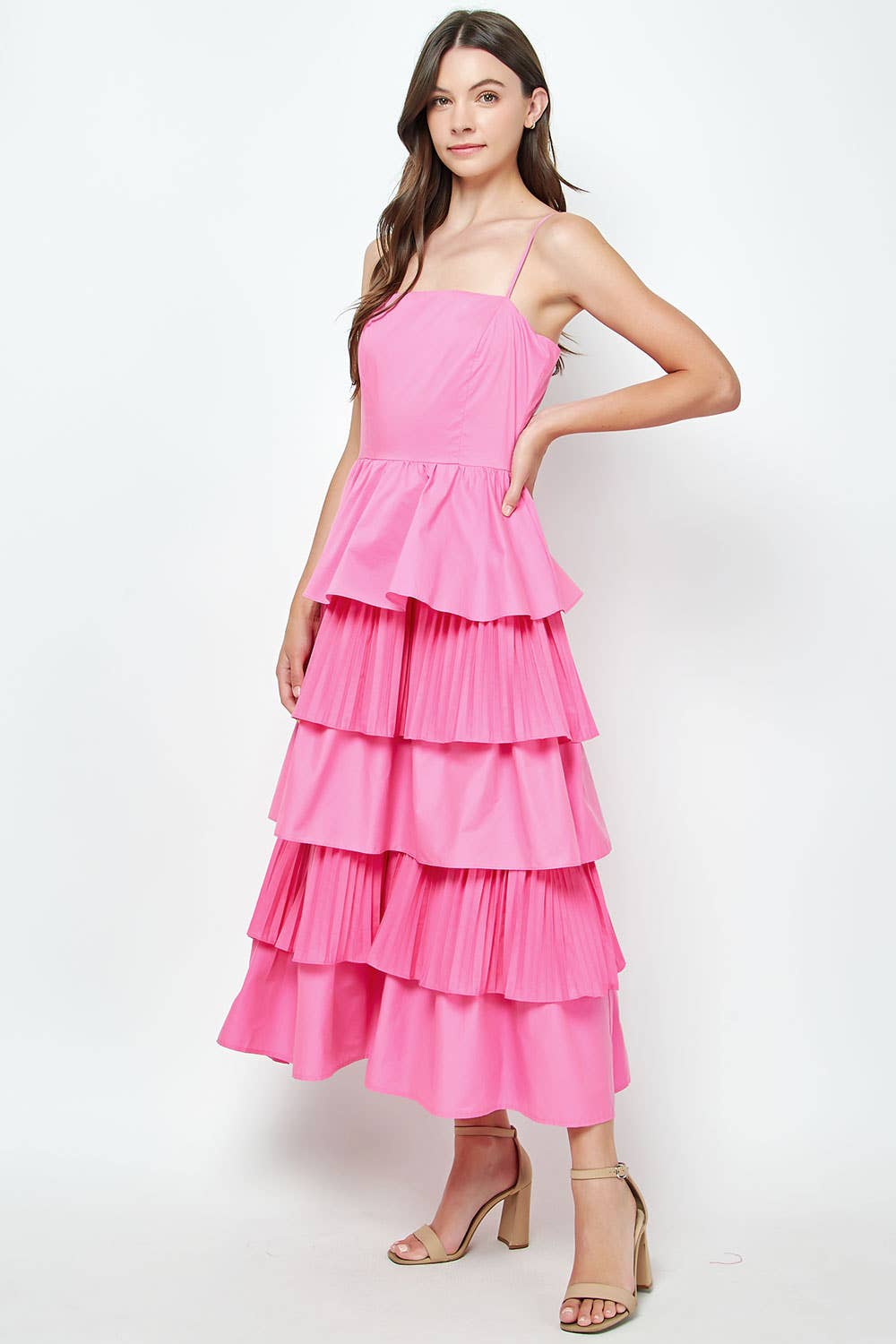 Strut & Bolt - Vendita all'ingrosso Vestito - Donna - Maxi abito in popeline a strati con pieghe miste16