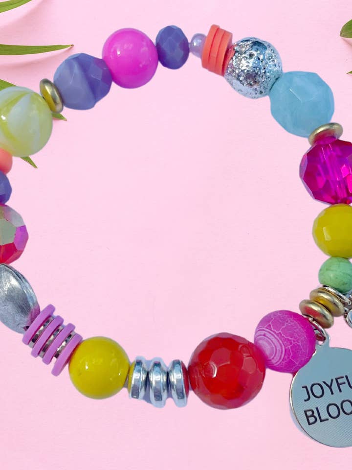 Colorful Statement Chunky Beaded Bracelet for wholesale by Joyful Jewels by Joyful Blooms