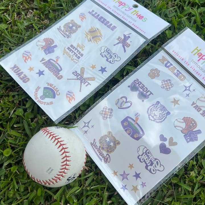 Happy Hues Tattoos - Wholesale Temporary Tattoo - Kids - Boy Tiger Baseball Temporary Tattoos