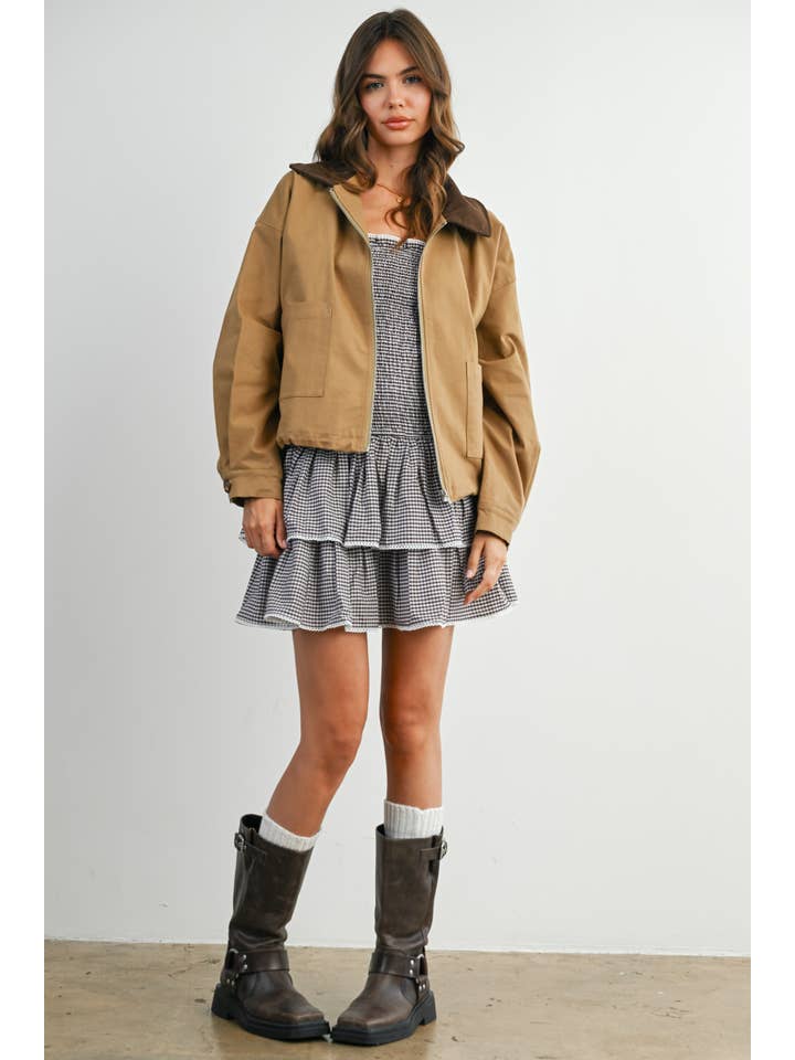 BUTTERMELON - Wholesale Jacket – Women's - Collared Zip-Up Drawstring Jacket - BMJ782525