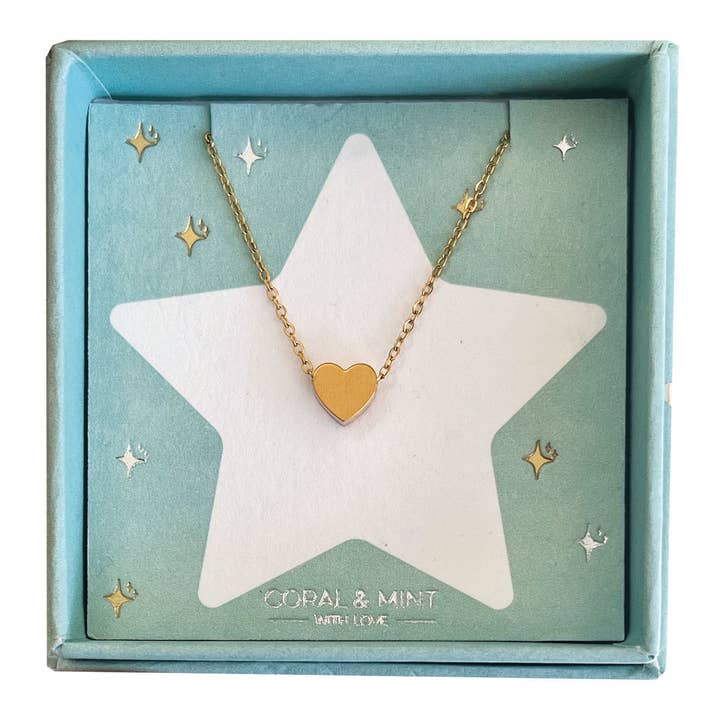 Christmas Edition - Gold Heart Necklace for wholesale by Coral & Mint