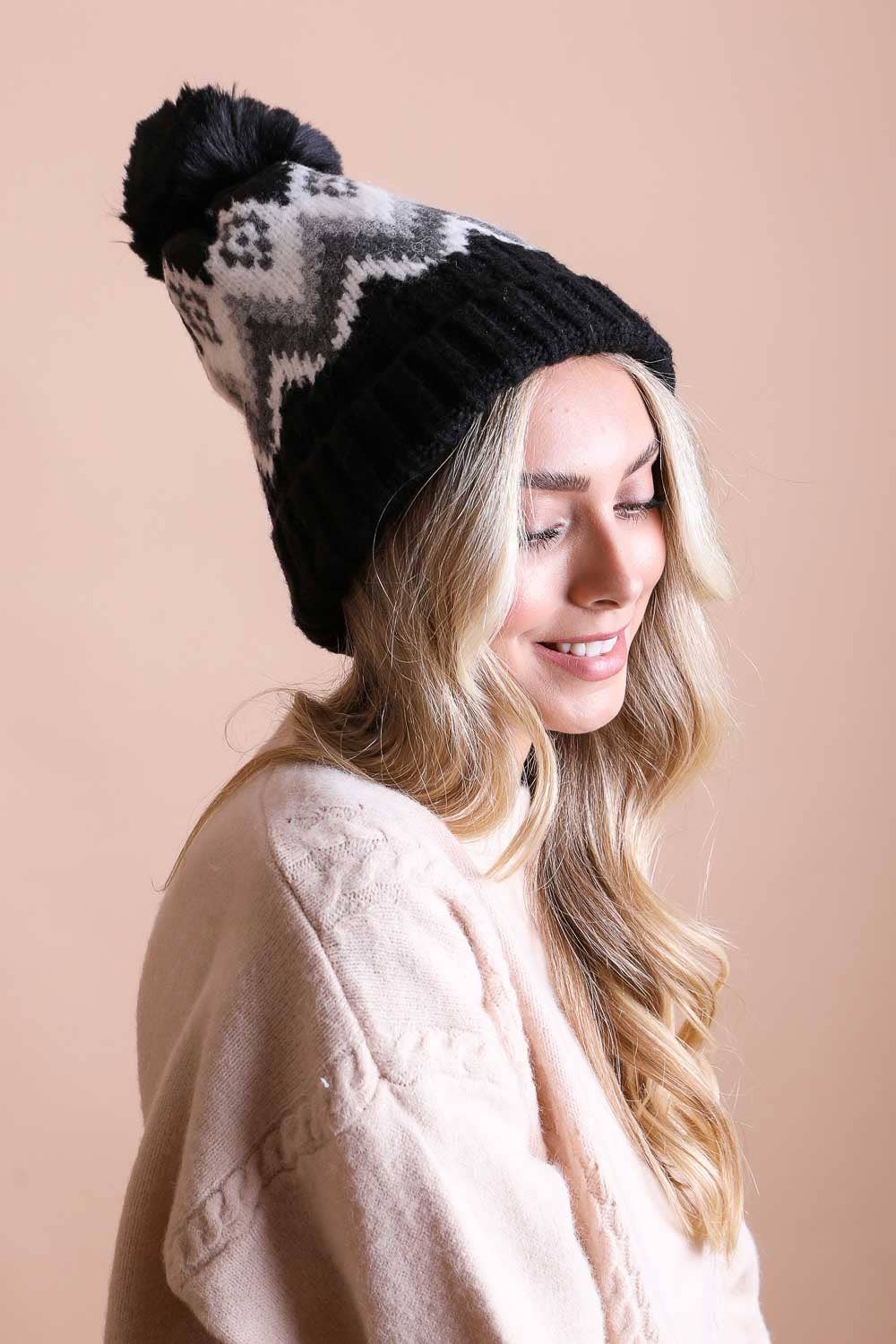 Leto Accessories - Wholesale Beanie - Dames - Klassieke winter pommuts met Shaggy voering1