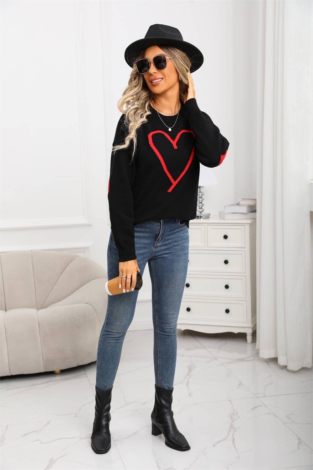 Hope & Sunshine - Wholesale Knit Sweater - Women's - Valentine's Heart Pullover Sweater23