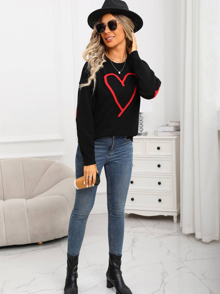 Hope & Sunshine - Wholesale Knit Sweater - Women's - Valentine's Heart Pullover Sweater23