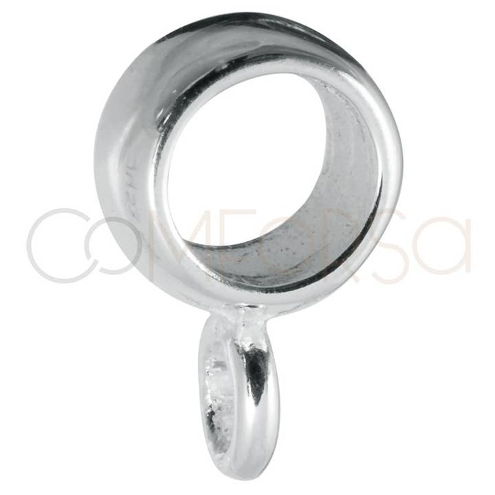 Entretoise perle en argent sterling 925 en forme de D avec anneau 4 mm pour la vente par COM FORSA SL