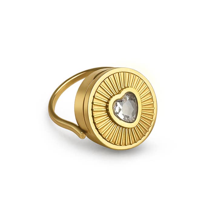 Diamond Heart Lip Balm Ring in 14K Gold for wholesale by Get Balmy - USA