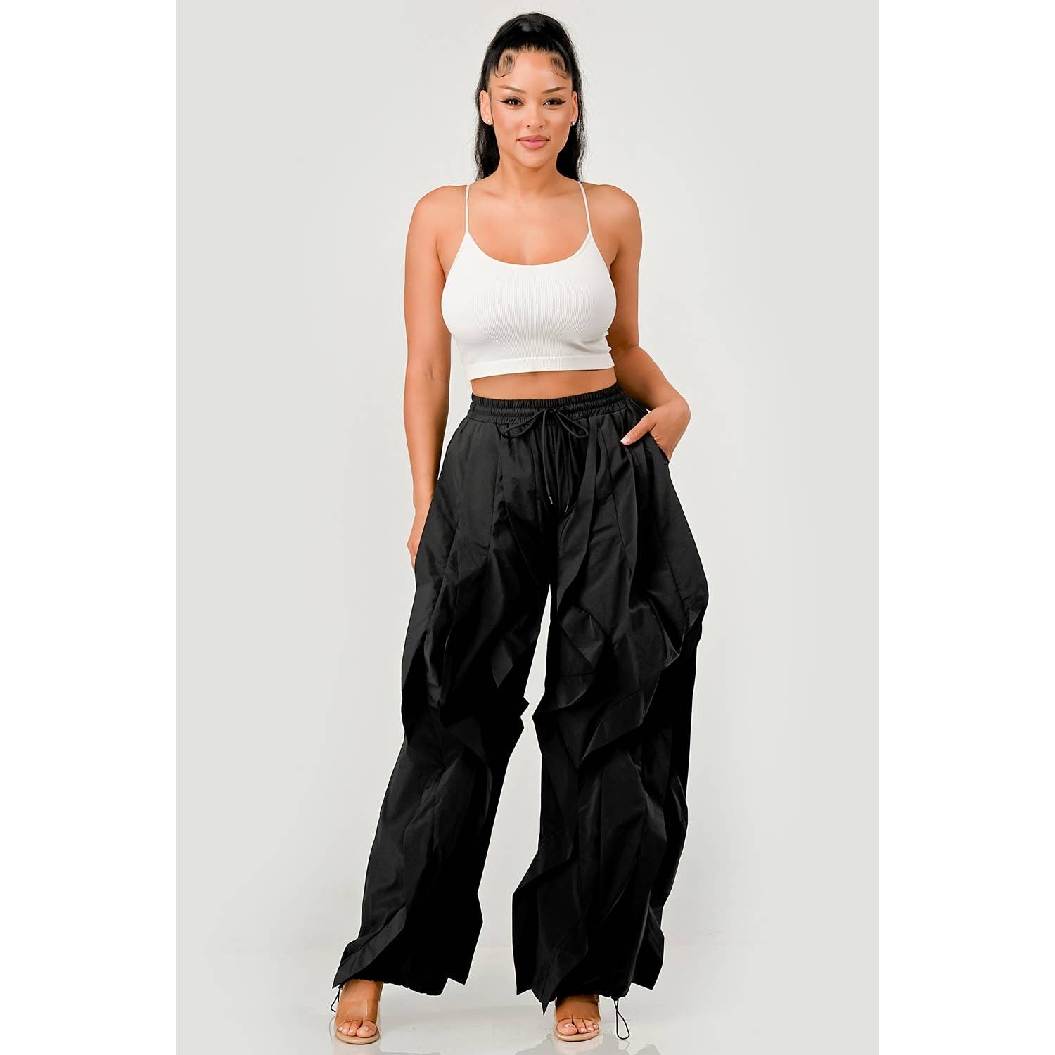 DORCAS – Großhandel Hose – Damen – Rüschendetail-Hose mit Kordelzug7