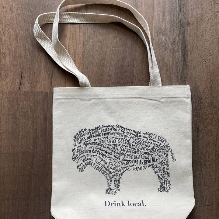 the letters mdn - Wholesale Tote Bag - Unisex - Drink Local Buffalo New York Canvas Tote