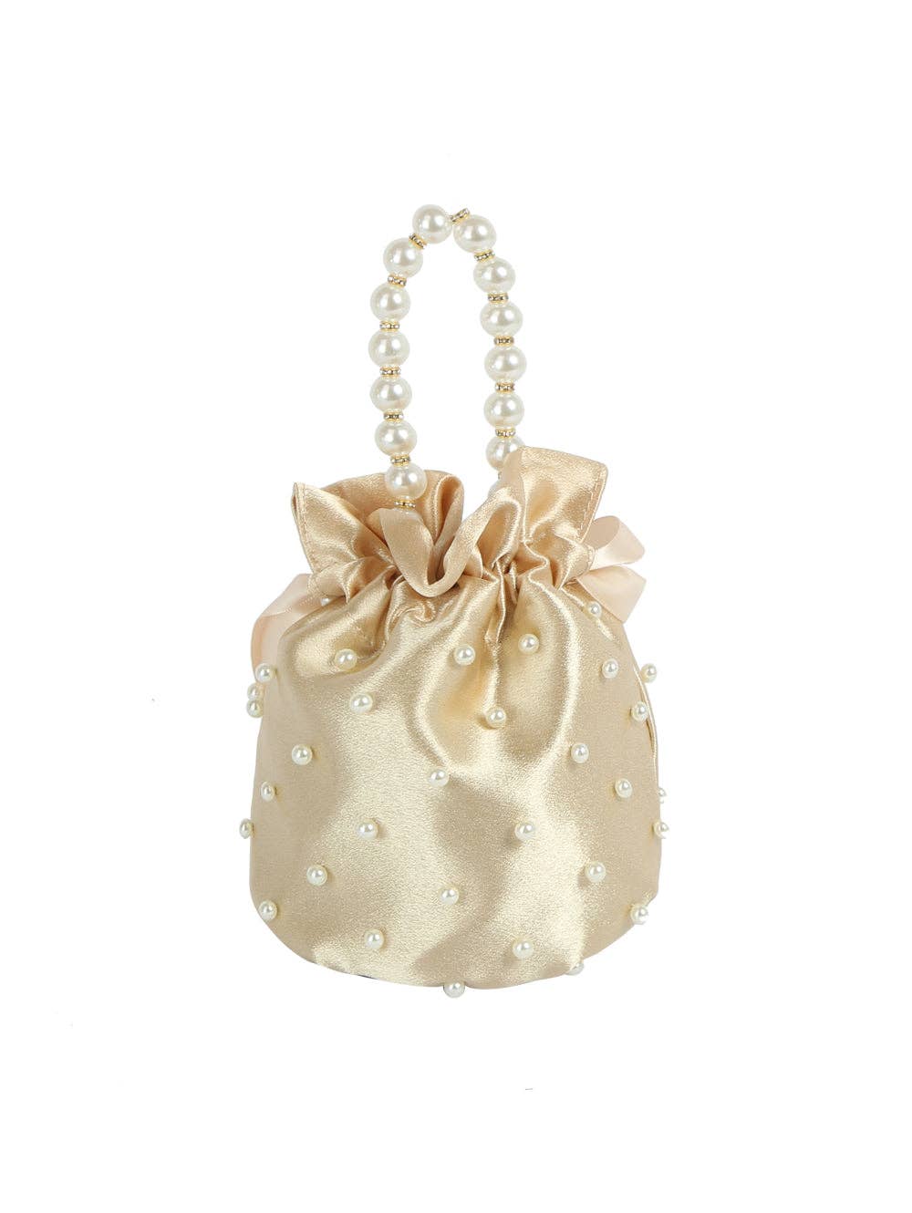 Handbag Factory Corp - Wholesale Drawstring Bag - Women's - Pearl Handle Satin Drawstring Bag5