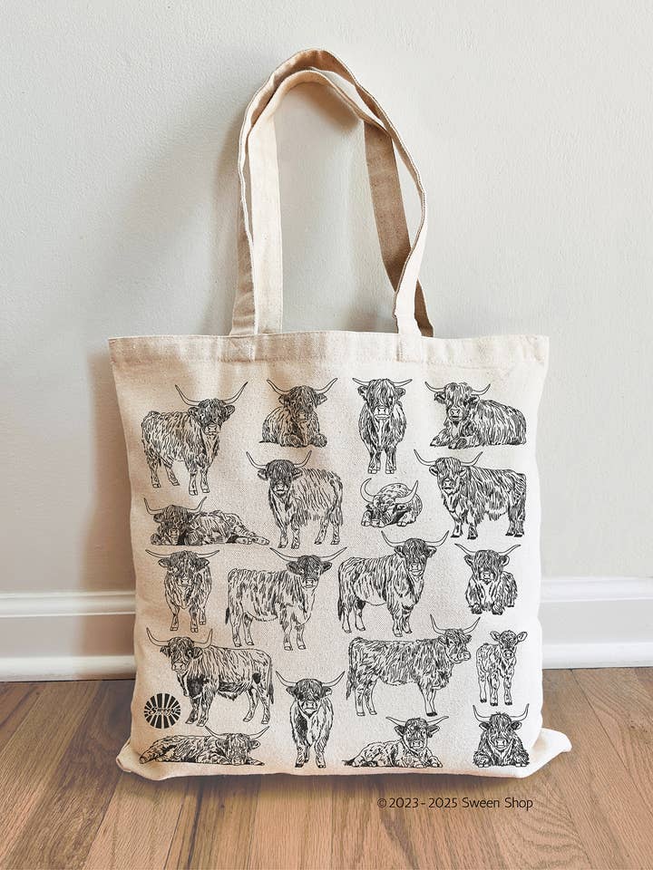 Highland Cow Tote Bag Cowgirl, Cottage Core, Farm Aesthetic for wholesale by Sween Shop