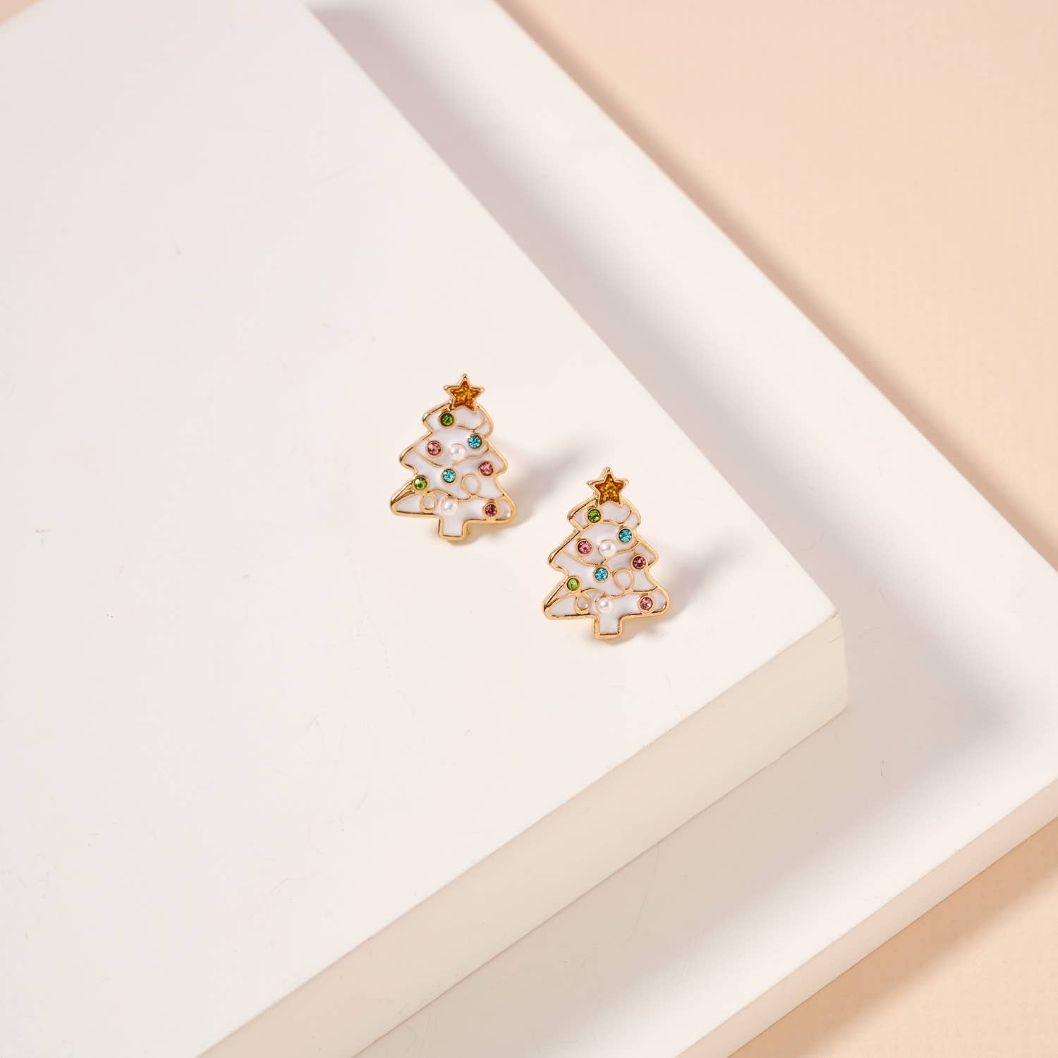 Frem - Vente Clous d'oreille - Boucles d'oreilles à tige en émail en forme de sapin de Noël21