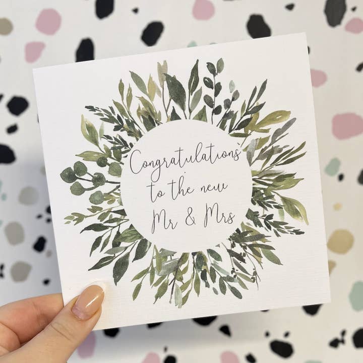 Proficiat aan de nieuwe Mr & Mrs Card voor wholesale door Blossom Tree Party