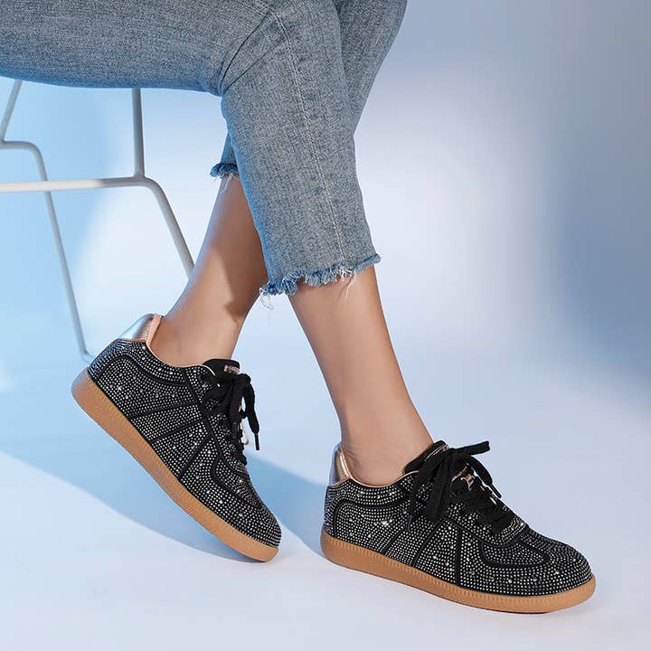 LAV-iSH/AIDANGUS PTY LTD - Wholesale Lifestyle trainers – Women′s - Black Bedazzle Velvet Sneaker1