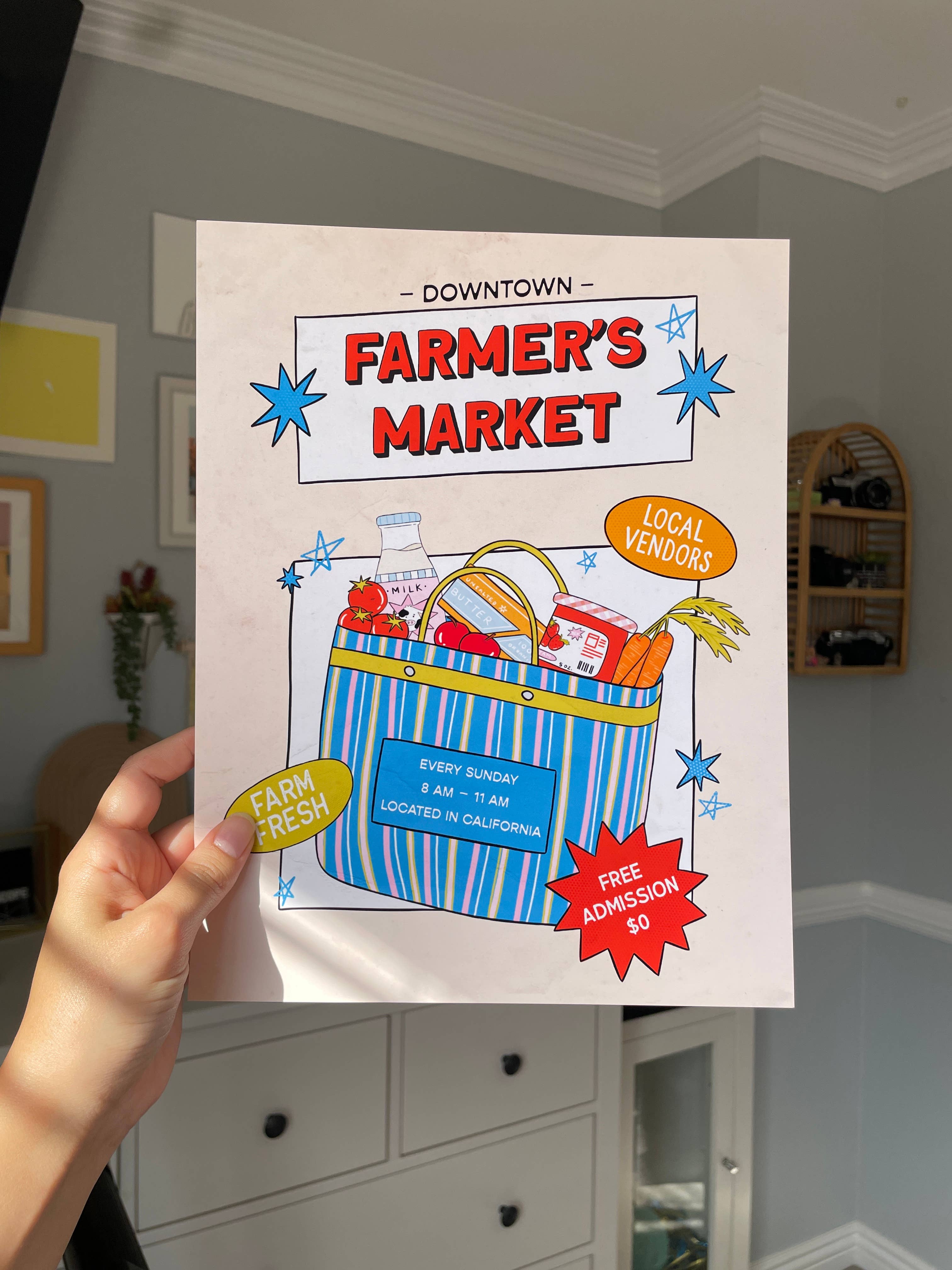 With Love, Coral - Wholesale Art Print - Farmer's Market Art Print1