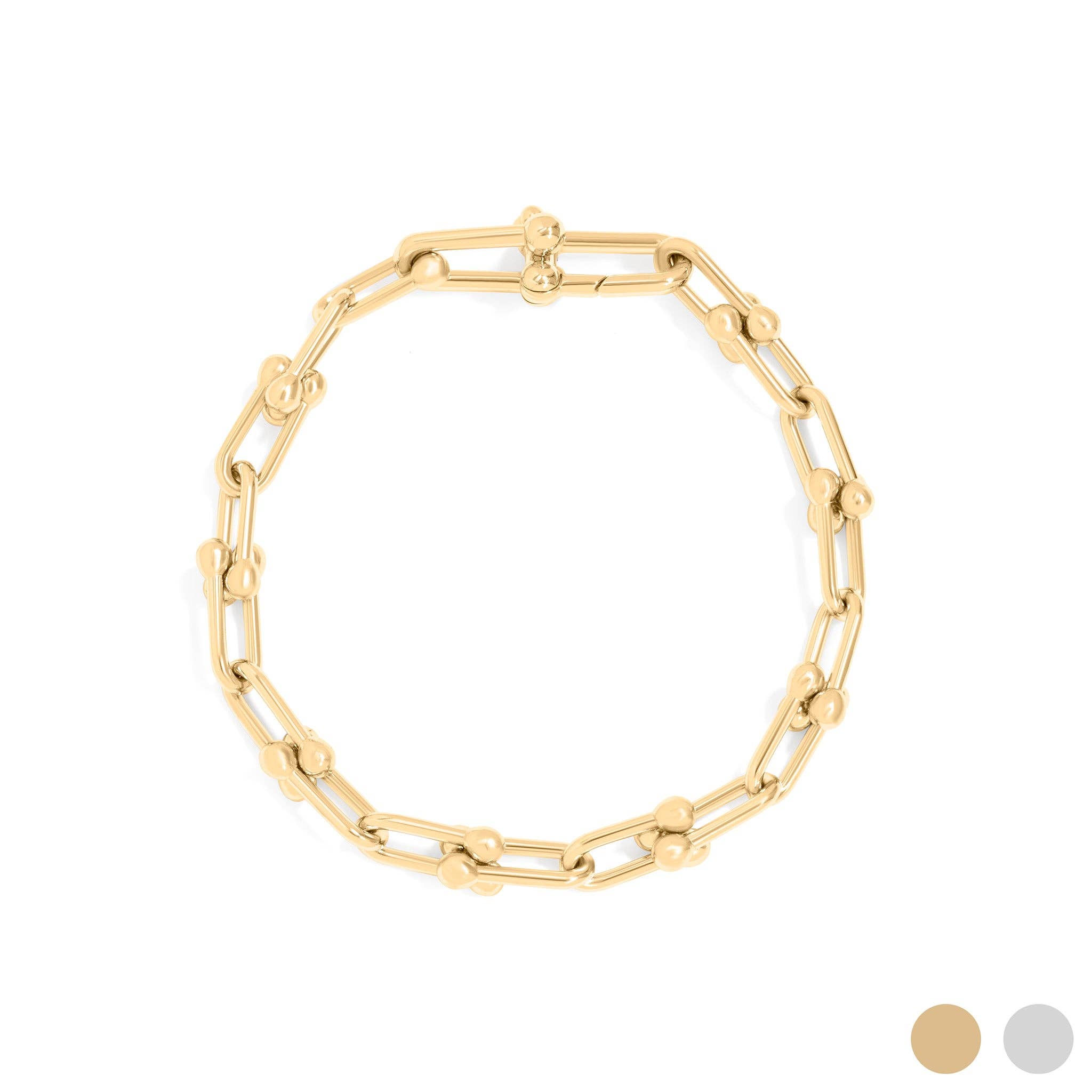 WJW - Wholesale Link & Chain Bracelet - 18K Gold PVD Stainless Steel Hardware Chain Bracelet