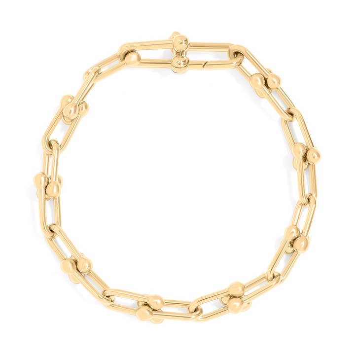 WJW - Wholesale Link & Chain Bracelet - 18K Gold PVD Stainless Steel Hardware Chain Bracelet0