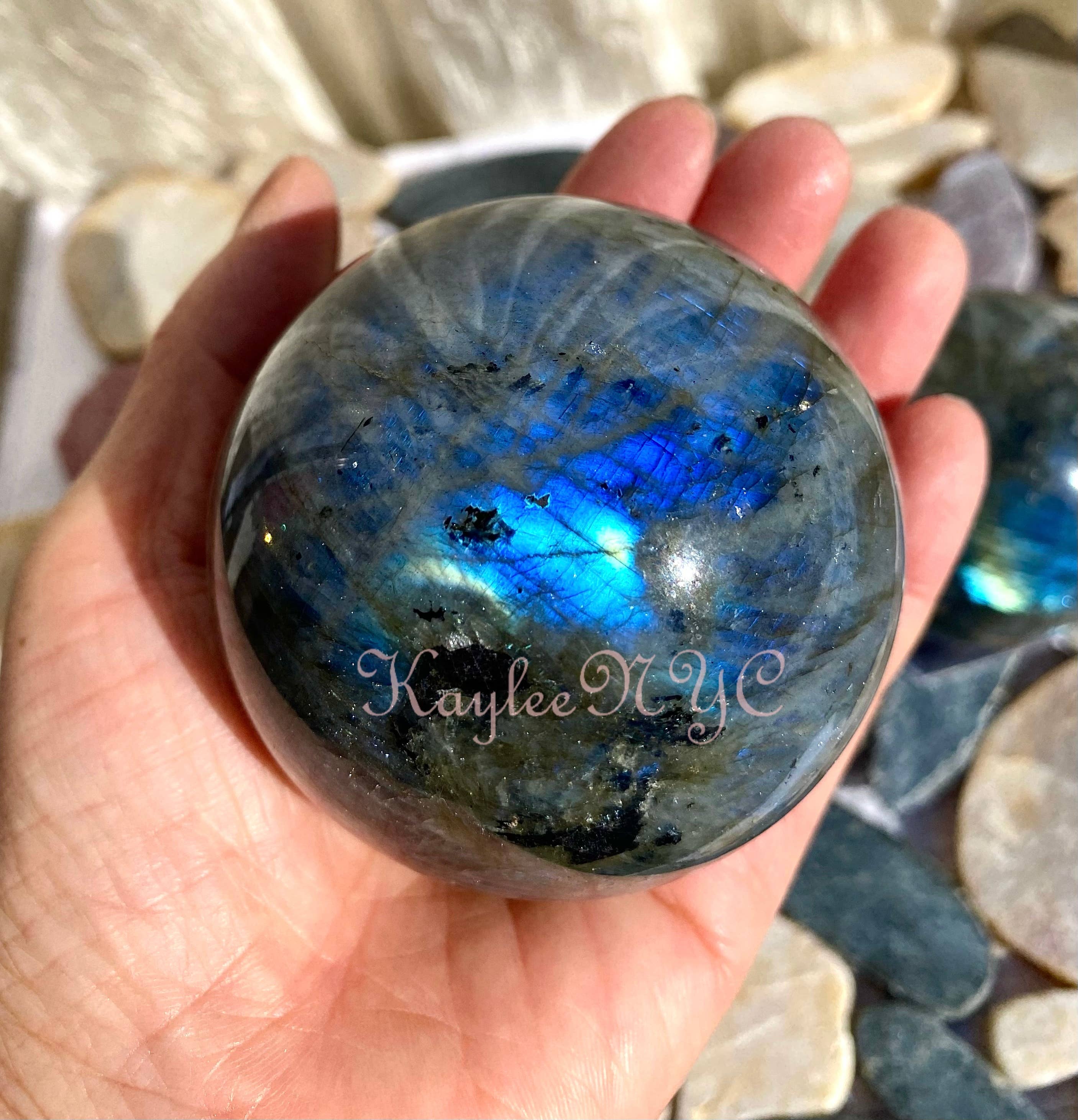 KayleeNYC - Wholesale Spiritual Stone/Crystal - 3-4 Pcs Natural Labradorite Sphere Crystal Ball healing 11