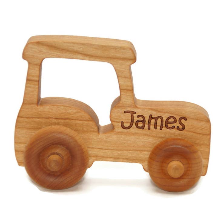 Wooden Tractor Push Toy for wholesale by Little Wooden Wonders