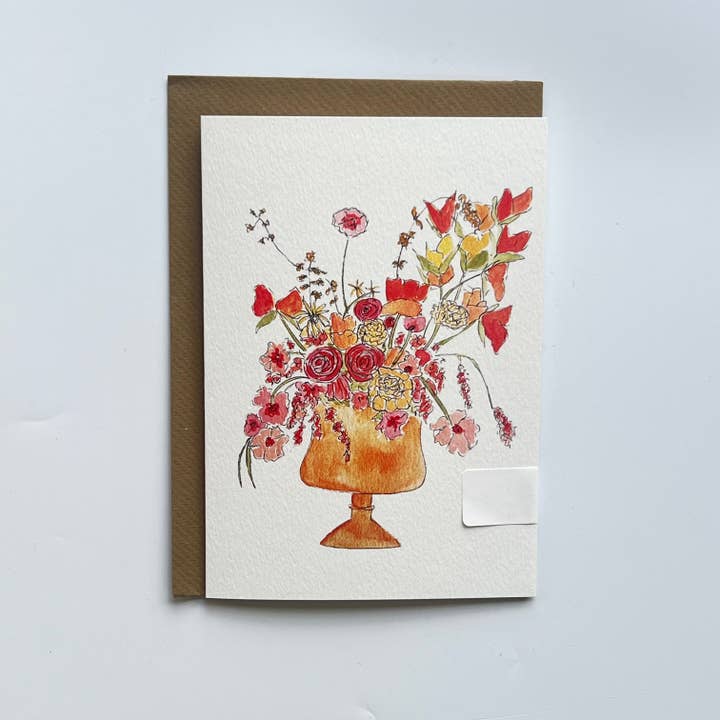 Red and Gold Floral display greeting card for wholesale by Wild Spot Studio