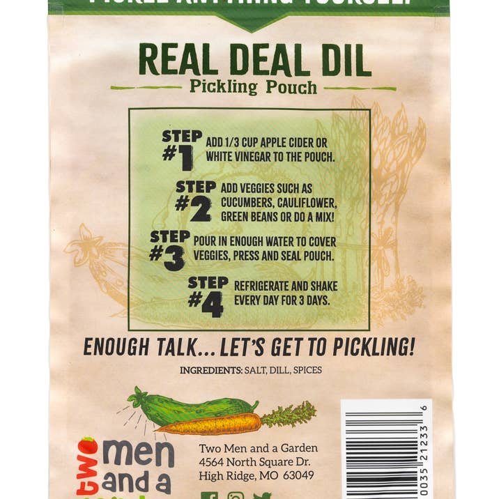 Two Men and a Garden - Wholesale Pickled Vegetables - Real Deal Dill - Pickling Pouch