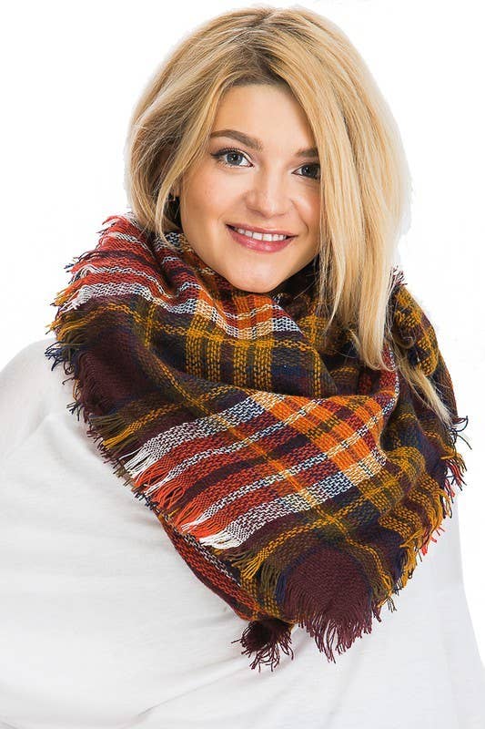 Cap Zone - Wholesale Scarf - Women's - Large Over Sized Plaid Printed Blanket Scarf and shawls11