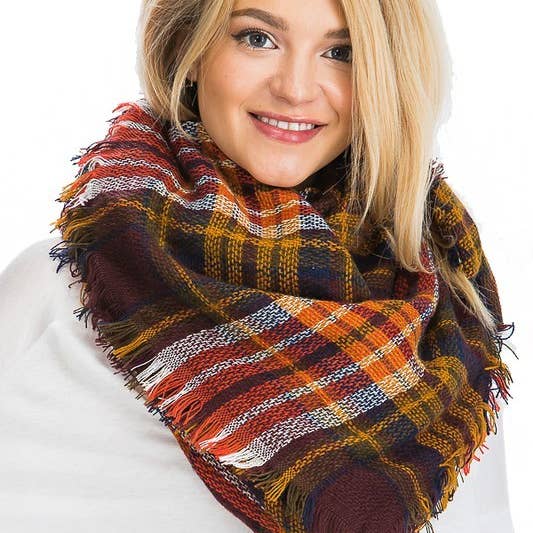 Cap Zone - Wholesale Scarf - Women's - Large Over Sized Plaid Printed Blanket Scarf and shawls11