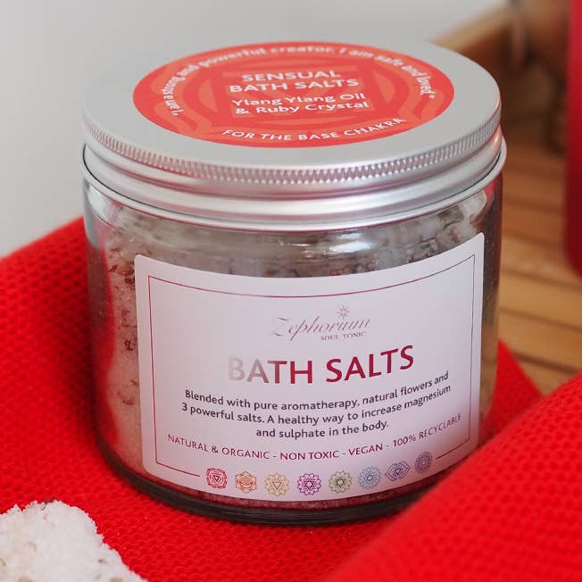 Sensual Aromatherapy Bath Salts with Ylang Ylang Oil for wholesale by Zephorium Soul Tonic