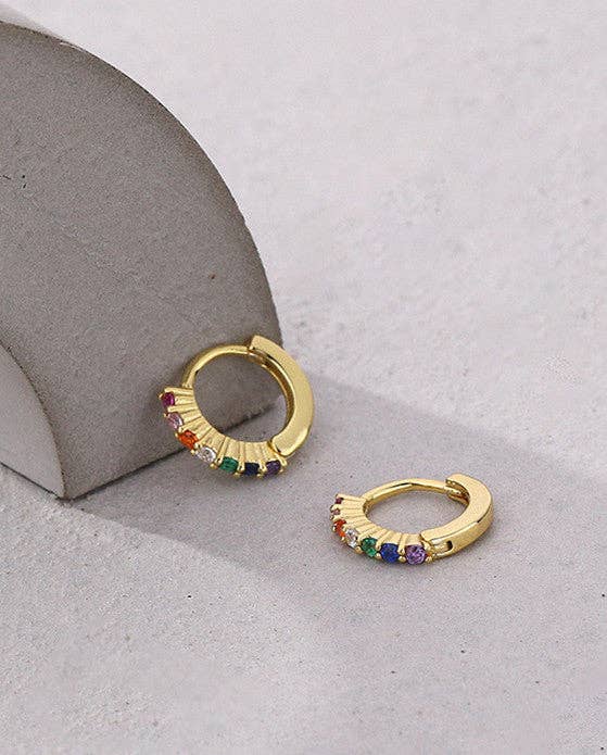 Gold Rainbow LGBTQ Pride Hoop Earrings in 925 Sterling Silver for wholesale on Faire2