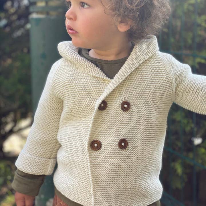 Crema Cardigan Doppiopetto con Cappuccio per Neonati e Bambini in Crema in vendita all'ingrosso su Faire
