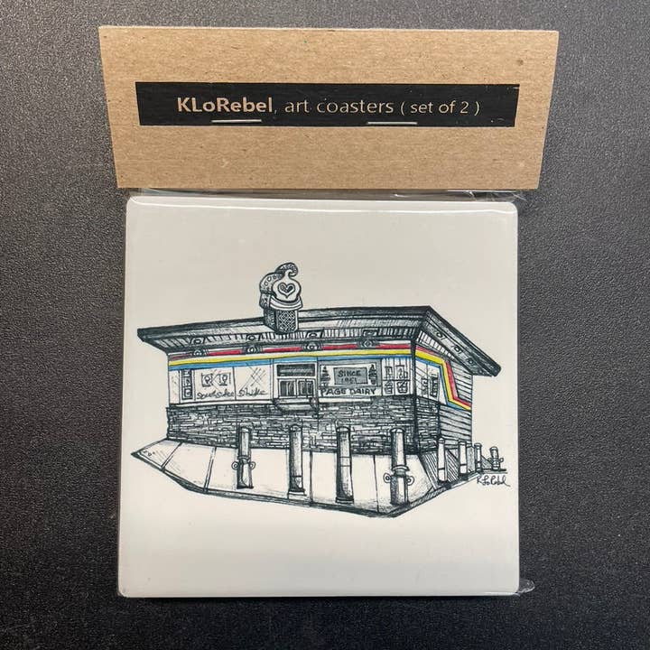 Page's Dairy Mart Coaster Set for wholesale by KLoRebel Art Co.