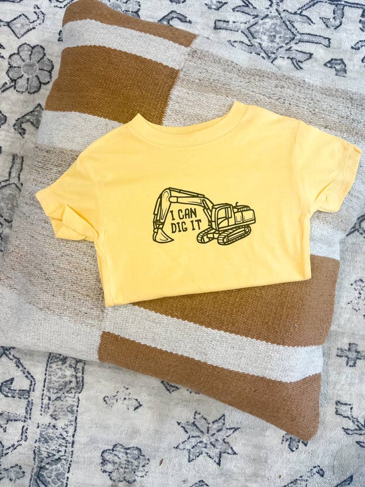 Ginger And Babe - Wholesale Screen Printed T-Shirt - Kids - Excavator Shirt Kids, Digger Tee Toddlers, Construction Zone